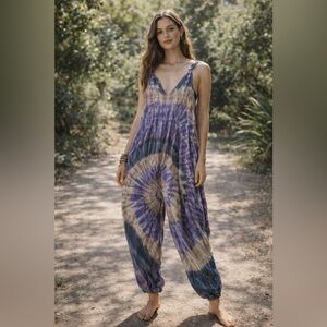 Kathmandu Imports Tie-Dye Jumpsuit Hippie Boho Artsy